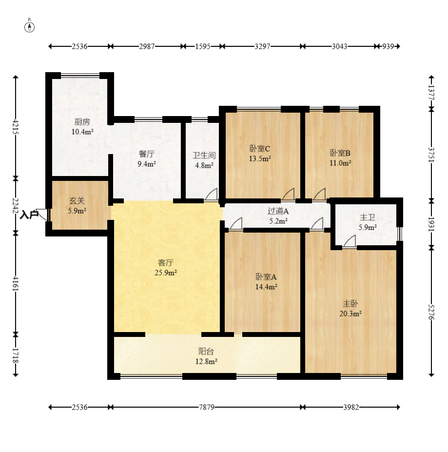 八方小区C区  4室2厅2卫   560.00万室内图1