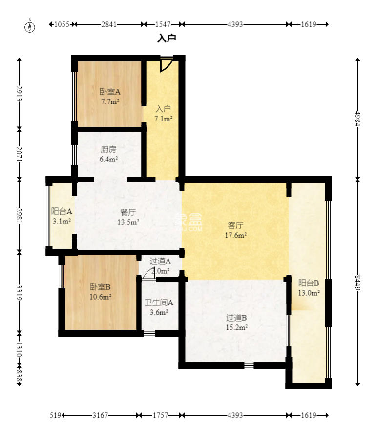 润和湘江天地（卡地亚公寓）  4室2厅2卫   163.80万室内图1