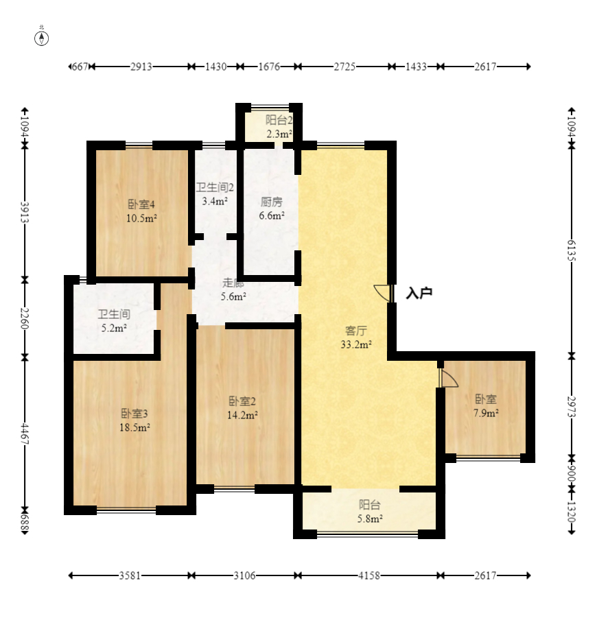 中国铁建国际城二期 4室2厅2卫 101.98万 中国铁建国际城二期 4室2厅2卫 101.98万户型图