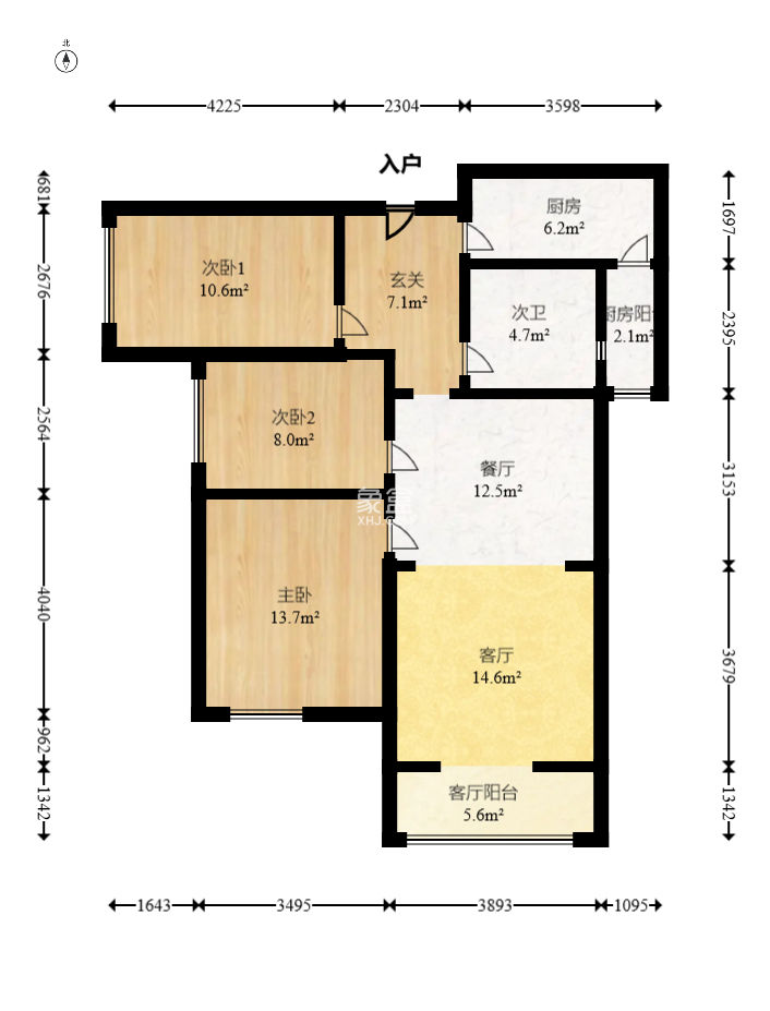 山语城三期  3室2厅1卫    80.0万