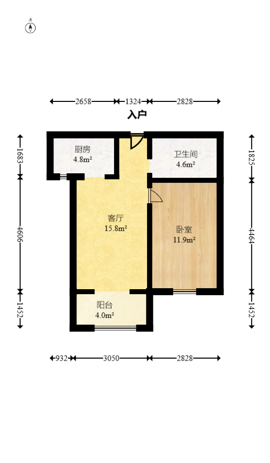 中海梅溪湖壹号  1室1厅1卫   79.70万室内图1