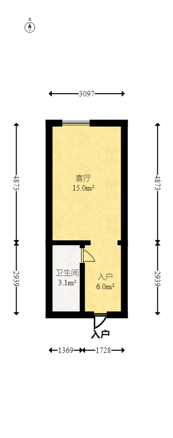 美林美寓  1室1厅1卫   30.00万室内图1