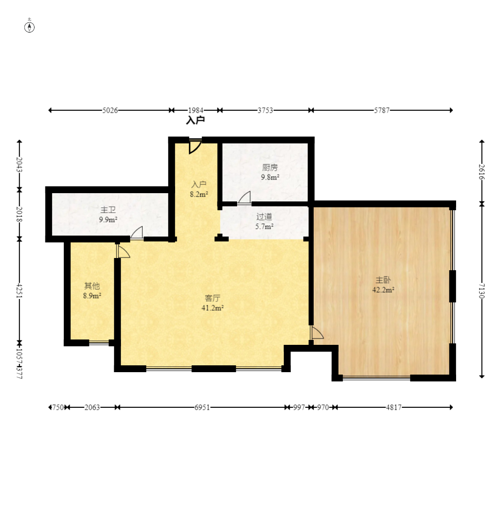 北辰三角洲B1E1区  1室1厅1卫   175.00万室内图1