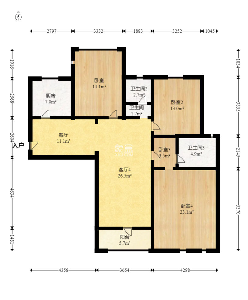 华雅林语苑  3室2厅2卫   129.00万