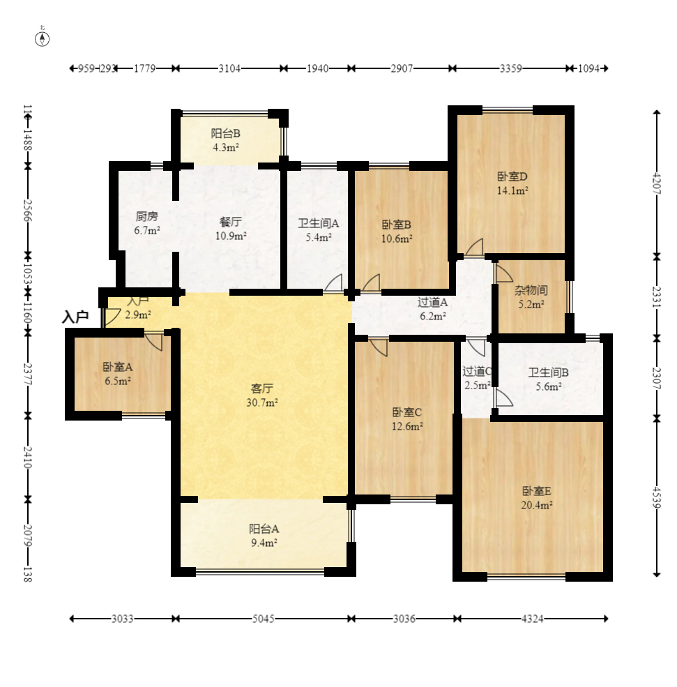长沙玫瑰园  4室2厅3卫   152.80万室内图1