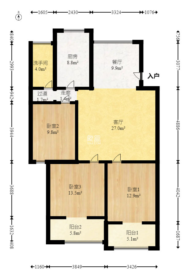 科技职院教师宿舍  3室2厅1卫   62.00万