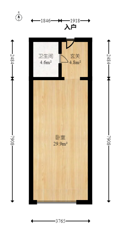 名富公寓  1室1厅1卫   30.00万室内图1