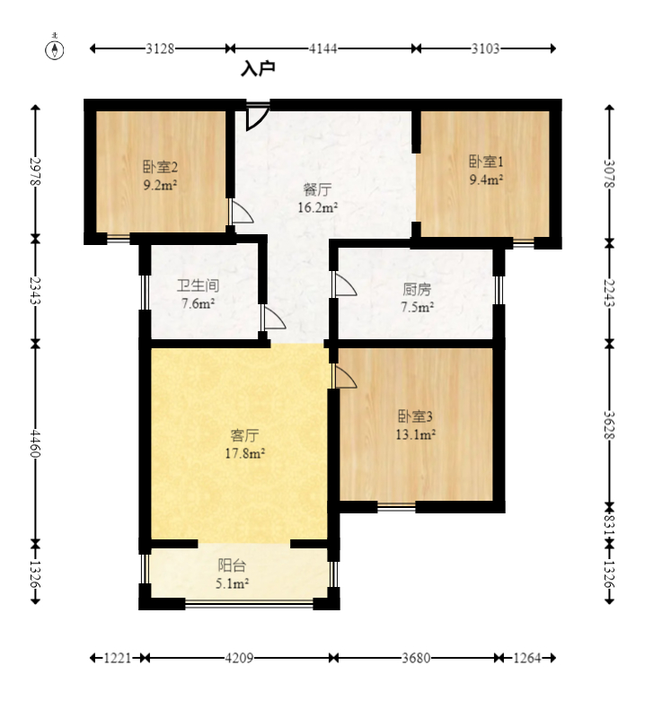 富基世纪公园  3室2厅1卫    54.7万室内图1