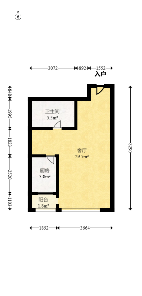 达美溪湖湾  2室1厅1卫   107.80万室内图1