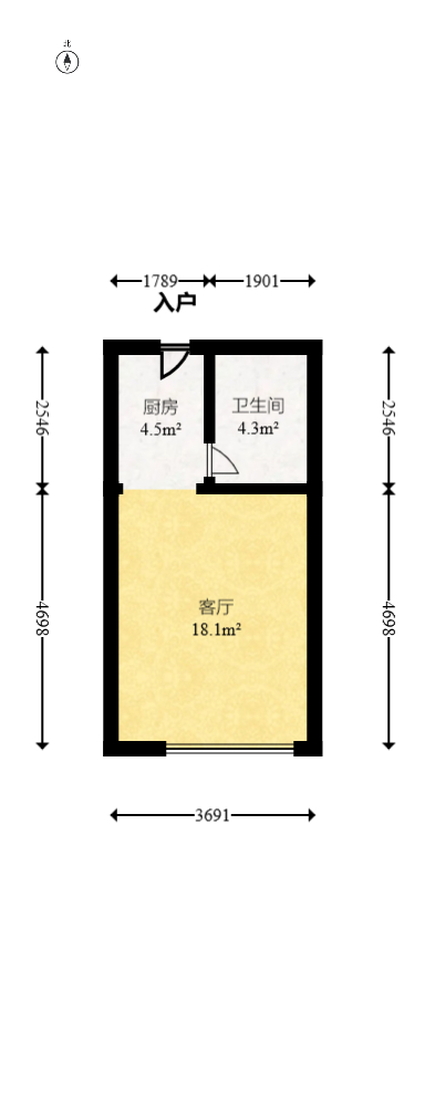 达美溪湖湾  1室1厅1卫   56.00万室内图1
