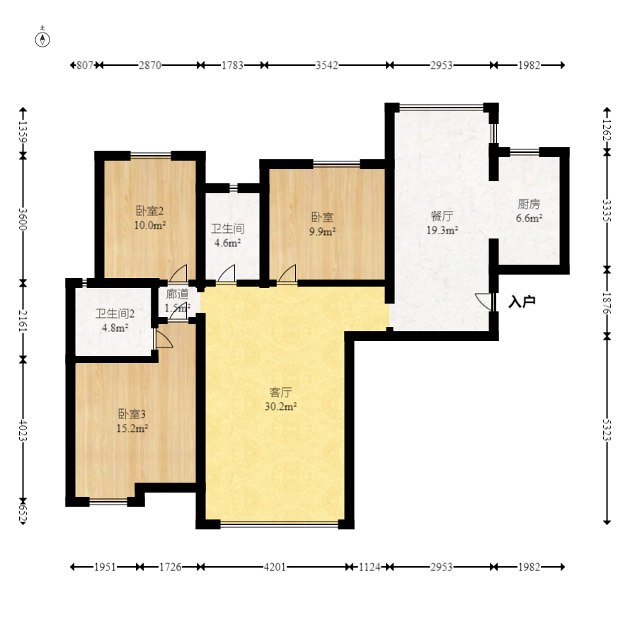 長房云時代  3室2廳2衛(wèi)    146.0萬室內(nèi)圖1