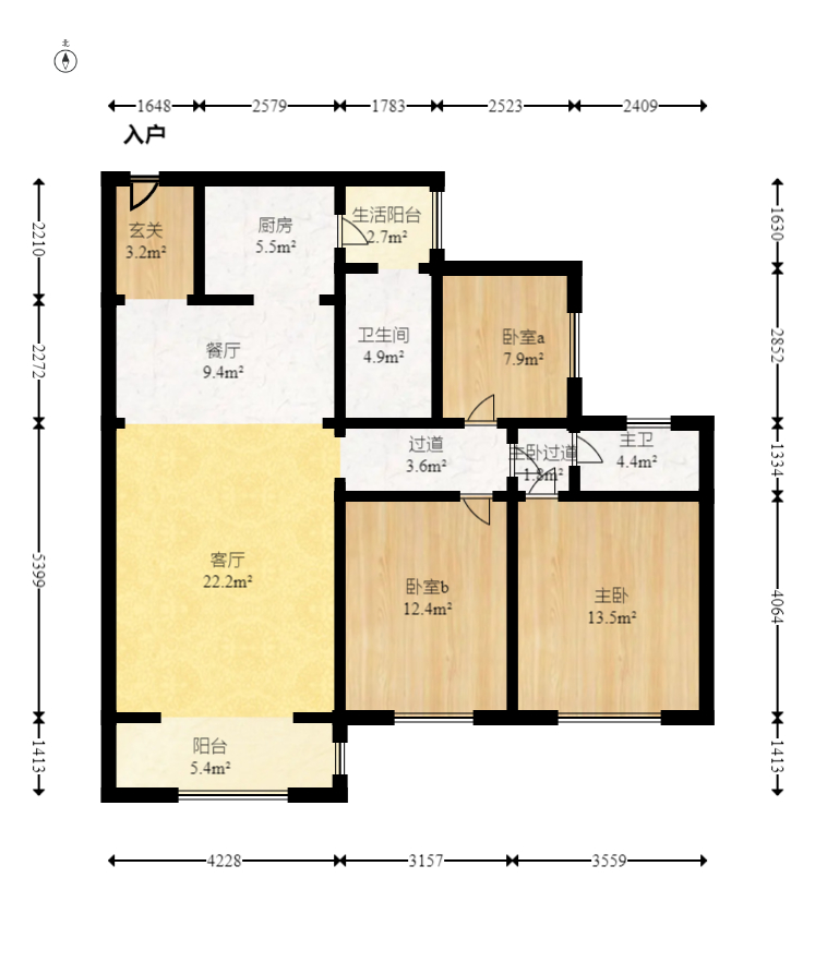 大汉公园里(大汉幸福佳园) 3室2厅2卫 72.0万 大汉公园里(大汉幸福佳园) 3室2厅2卫 72.0万户型图