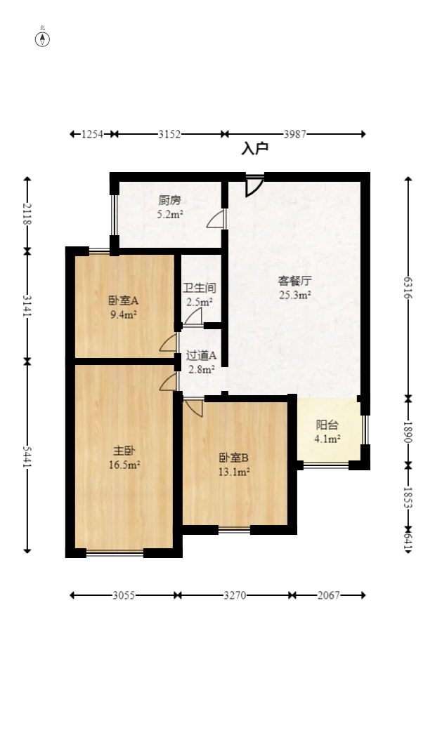 绿地中央广场  3室2厅1卫   118.00万室内图1
