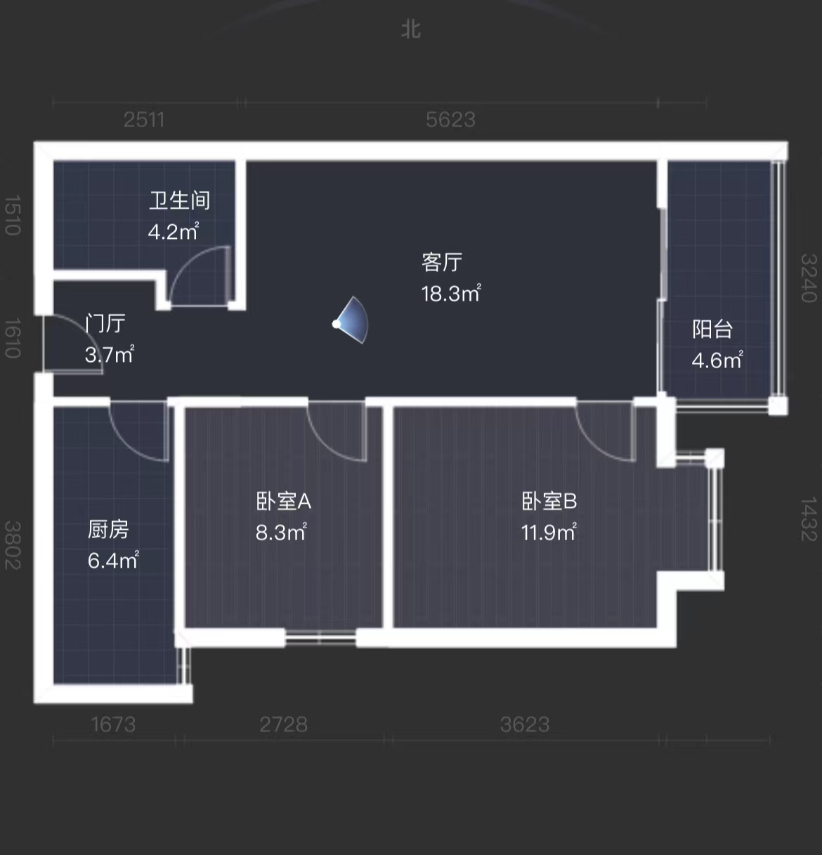 中铁建万科翡翠  2室2厅1卫   164.00万室内图1