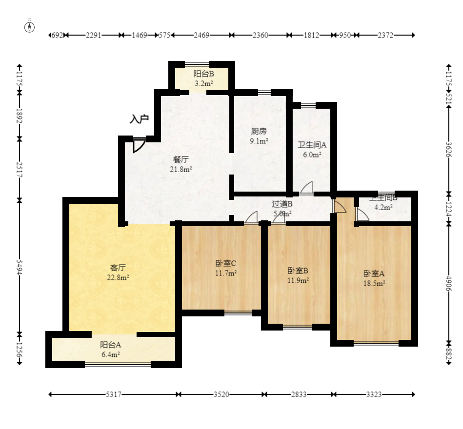 圣爵菲斯  3室2厅2卫    89.0万 圣爵菲斯  3室2厅2卫    89.0万户型图