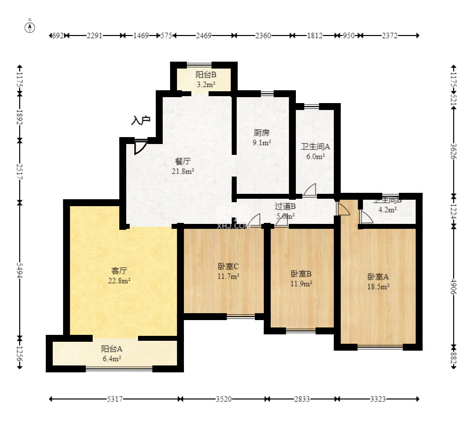圣爵菲斯  3室2厅2卫   93.00万