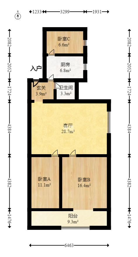 新家园  3室1厅1卫   60.00万室内图1