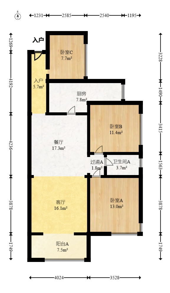 润和之悦(金泽园) 3室2厅1卫 72.0万 润和之悦(金泽园) 3室2厅1卫 72.0万户型图
