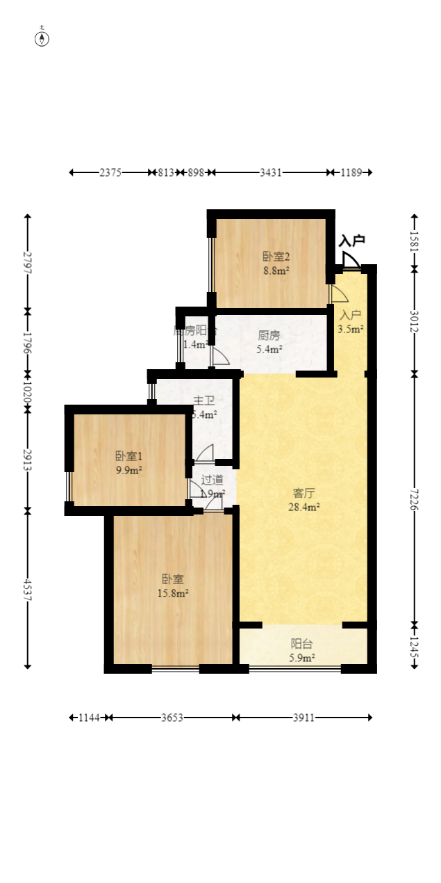 筑夢星園  3室2廳1衛(wèi)    62.0萬室內(nèi)圖1