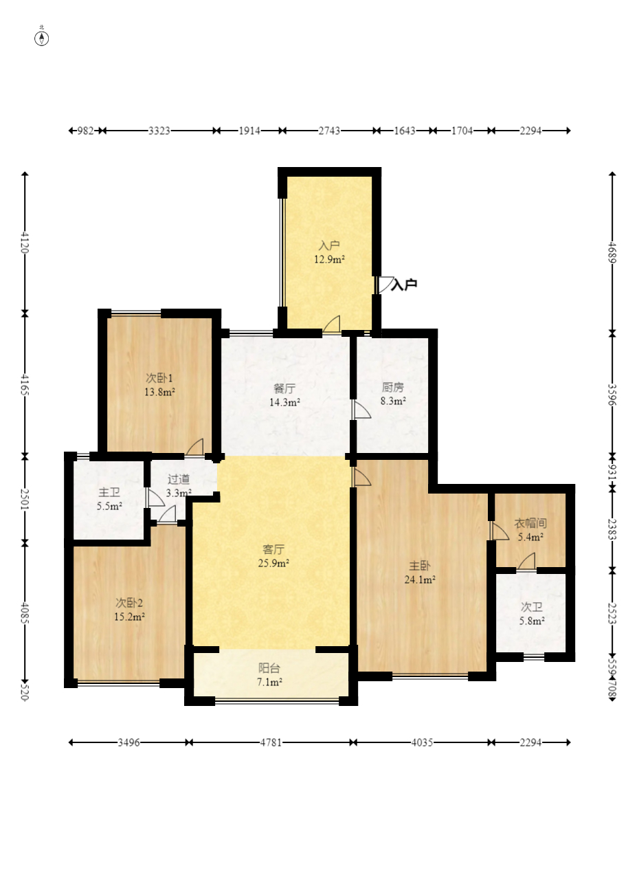 湘江世纪城揽江苑 4室2厅2卫 133.0万 湘江世纪城揽江苑 4室2厅2卫 133.0万户型图