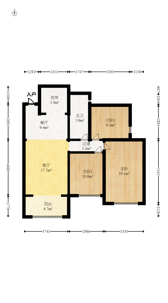 滨江君悦香邸 3室2厅1卫 130.0万 滨江君悦香邸 3室2厅1卫 130.0万户型图