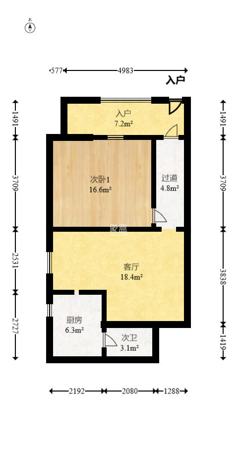 铜铝厂宿舍（居仁里11号）  1室1厅1卫   46.80万室内图1