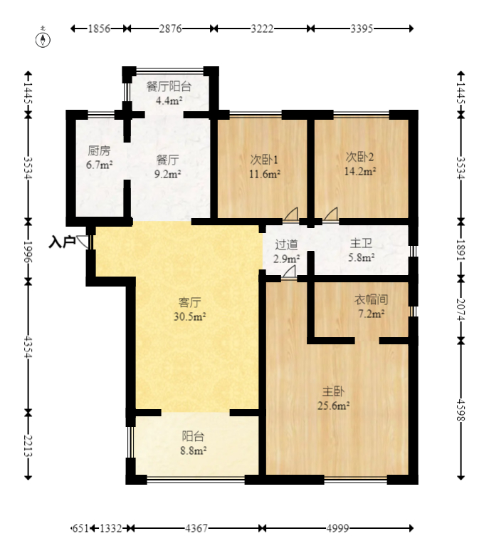 北辰三角洲C3区  3室2厅2卫    286.8万室内图1
