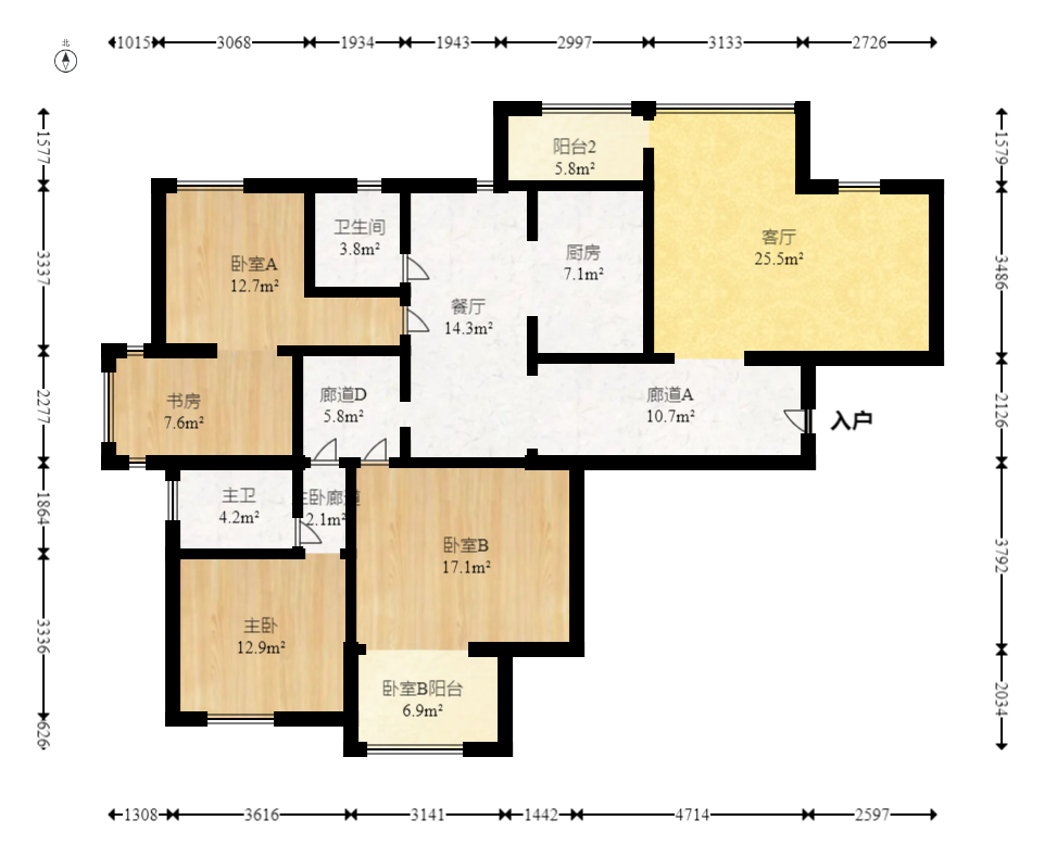 云栖谷  4室2厅2卫   105.00万室内图1