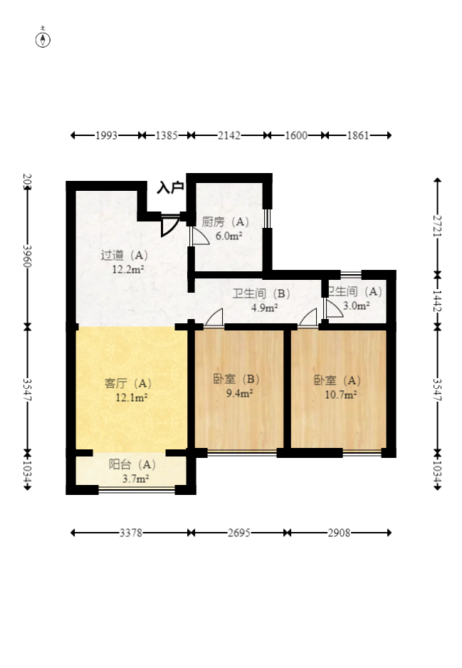 中建信和城  2室1厅1卫    102.0万 中建信和城  2室1厅1卫    102.0万户型图
