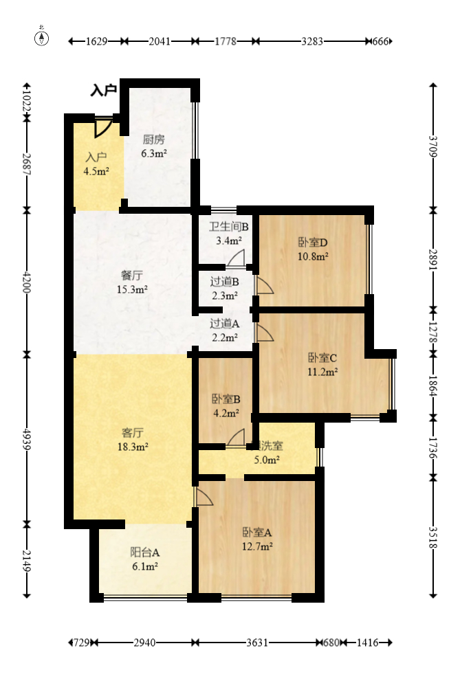 保利城(中航城国际社区、郡原美村) 3室2厅2卫 72.0万 保利城(中航城国际社区、郡原美村) 3室2厅2卫 72.0万户型图