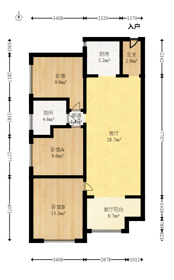 万科白鹭郡  3室2厅1卫   133.80万室内图1