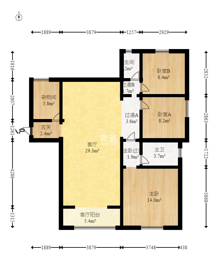 光明E城  4室2厅2卫   130.00万