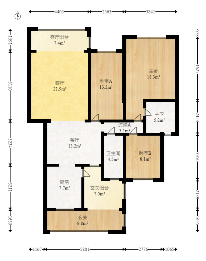 八方小区A区 3室2厅2卫 370.0万 八方小区A区 3室2厅2卫 370.0万户型图