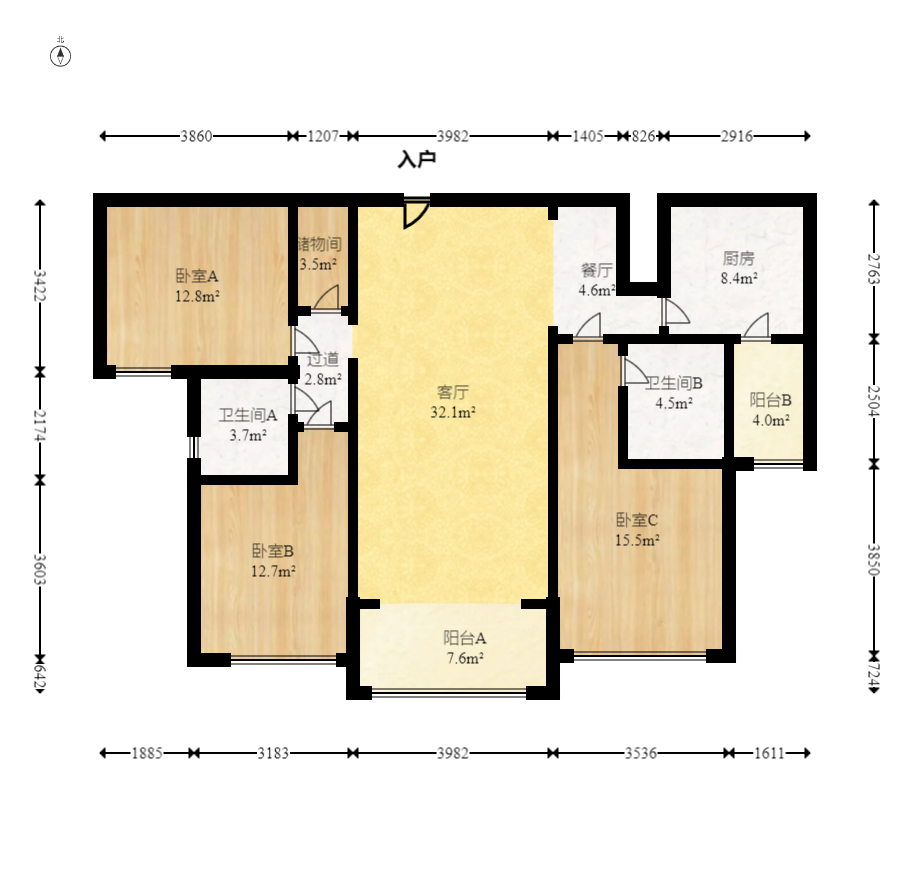 恒大雅苑 3室2厅1卫 139.8万 恒大雅苑 3室2厅1卫 139.8万户型图