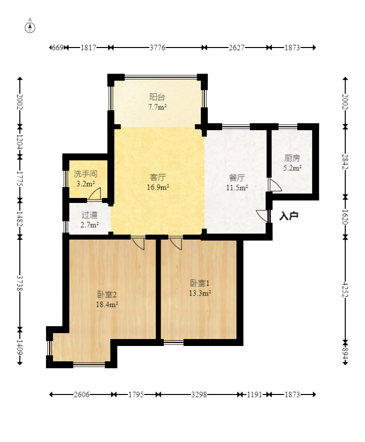新盛珑璟台  2室1厅1卫   72.00万室内图1