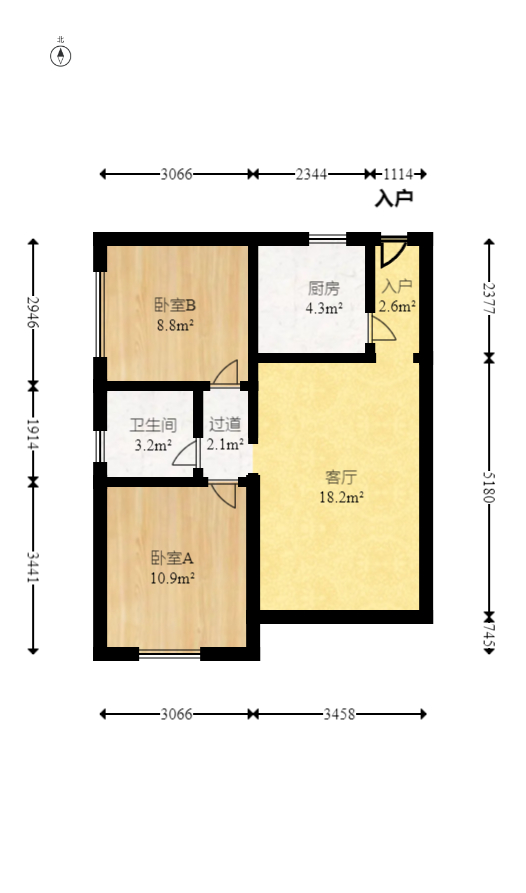 君康家园（梅溪湖七喜街）  2室2厅1卫   131.50万室内图1