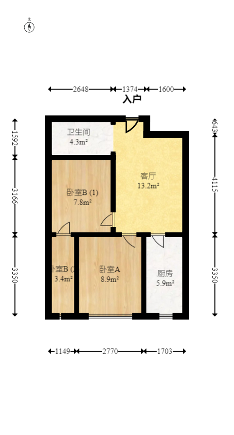 君康家园（梅溪湖七喜街）  2室1厅1卫   108.00万室内图1