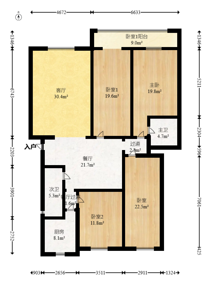 和顺园公寓  4室2厅1卫   95.00万室内图1