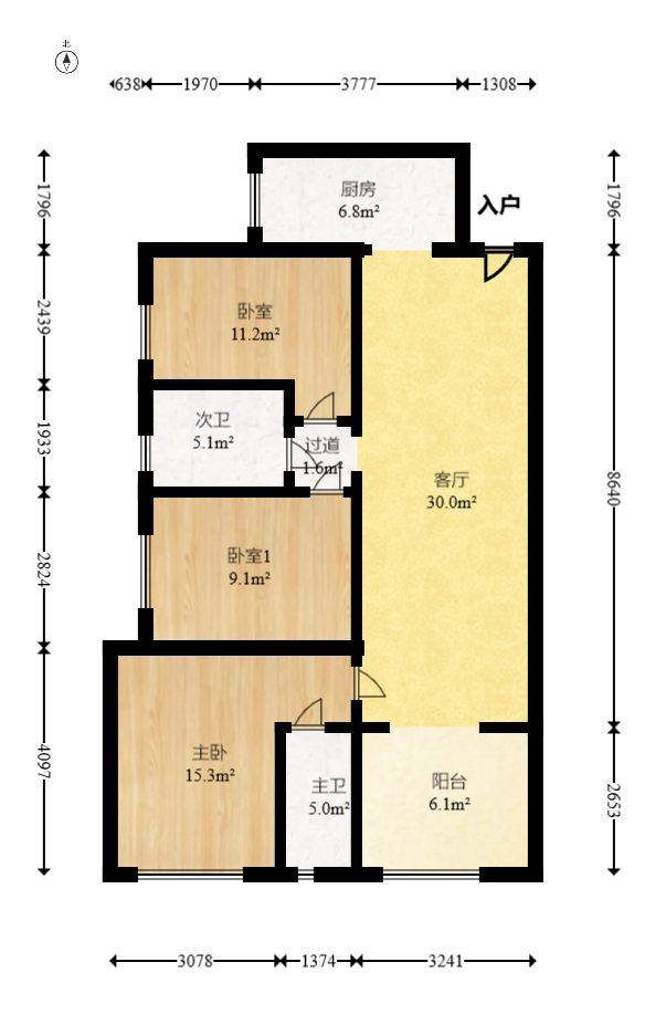 万科金域蓝湾  3室2厅2卫    138.0万 万科金域蓝湾  3室2厅2卫    138.0万户型图