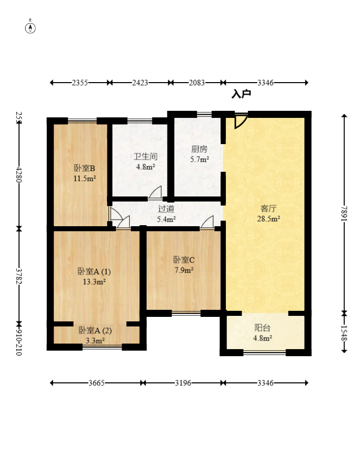 梅溪湖金茂悦（金悦雅苑）  3室2厅2卫    130.0万室内图1