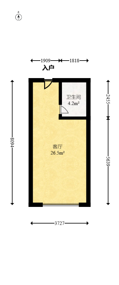 梅溪湖金茂湾  1室1厅1卫   35.00万室内图1