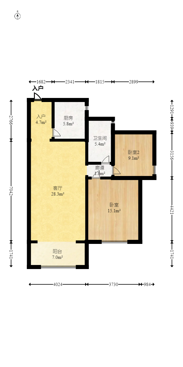 莱茵城  2室2厅1卫    82.8万室内图1