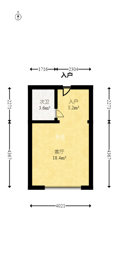 他城（天鸿时代公寓）  1室1厅1卫    20.0万