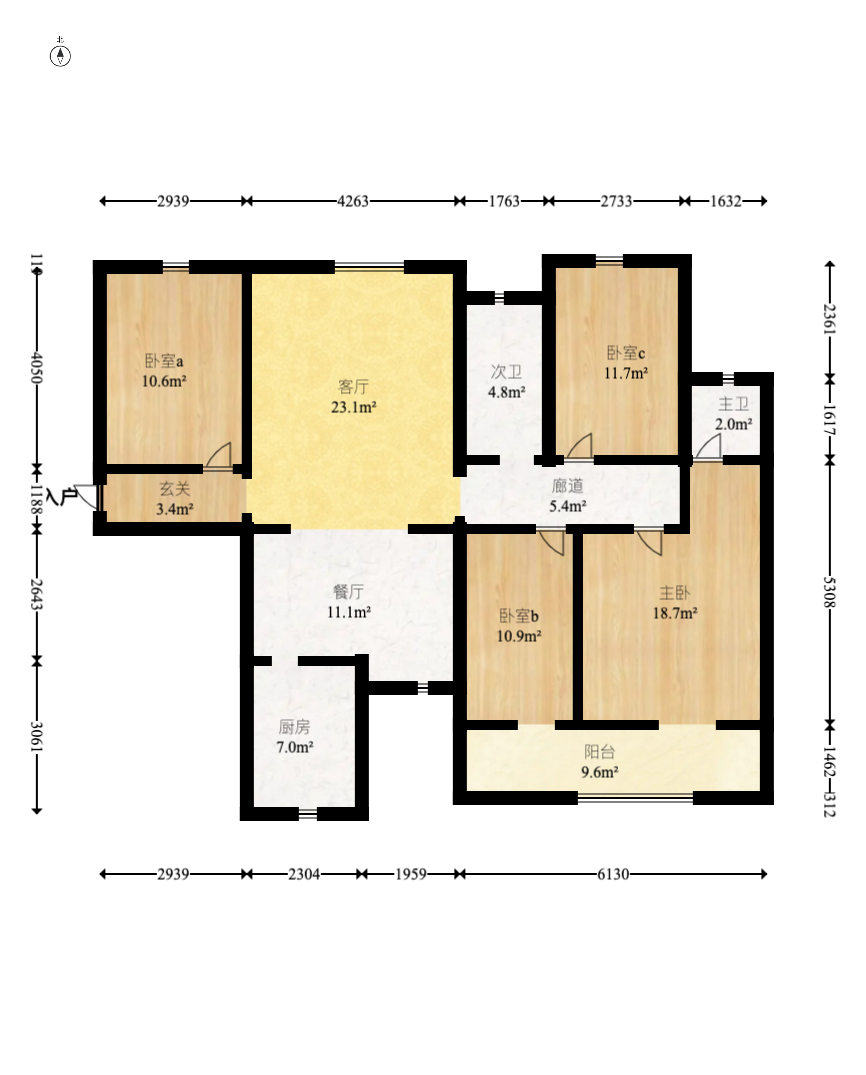麓谷星辰  4室2厅2卫   155.00万室内图1