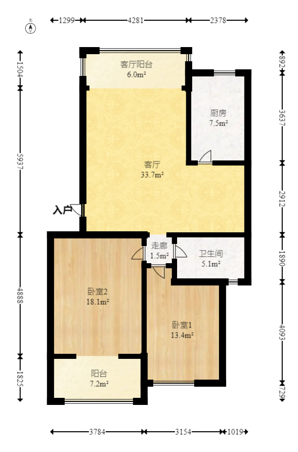 富景园  3室2厅1卫   76.00万室内图1