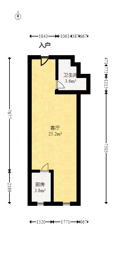 欧亚达国际广场  1室1厅1卫   34.00万室内图1