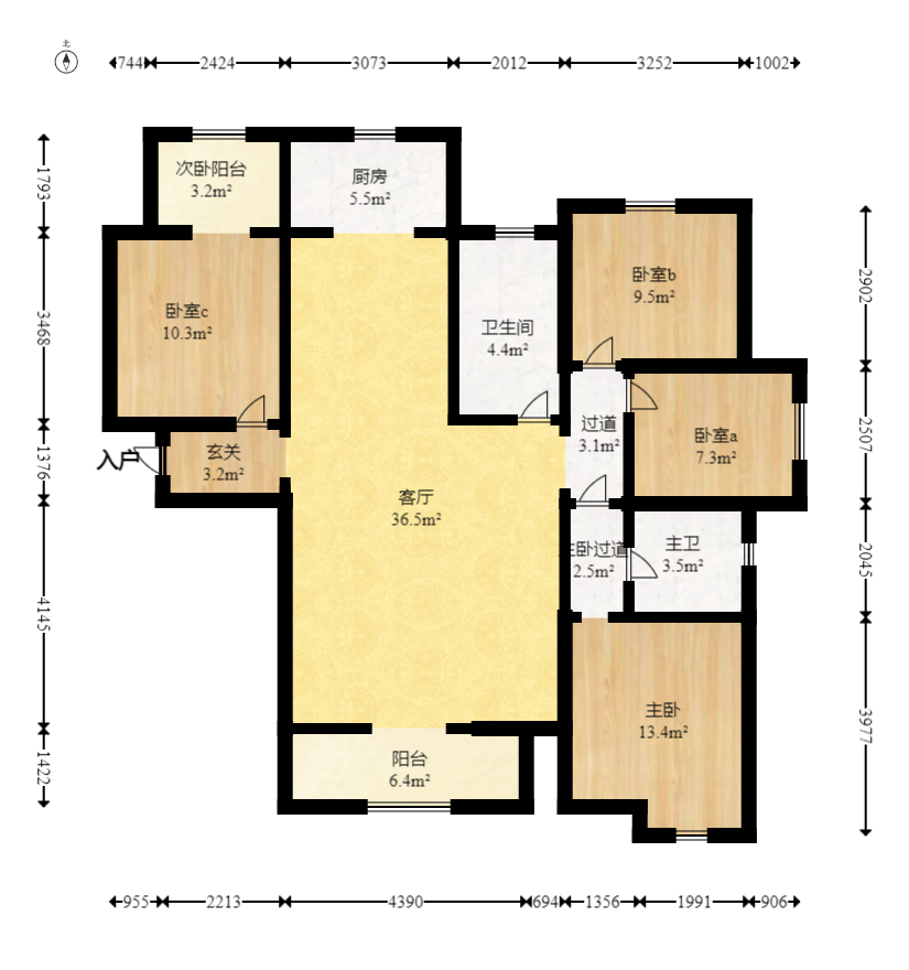 长房星珑湾 3室2厅2卫 95.0万 长房星珑湾 3室2厅2卫 95.0万户型图