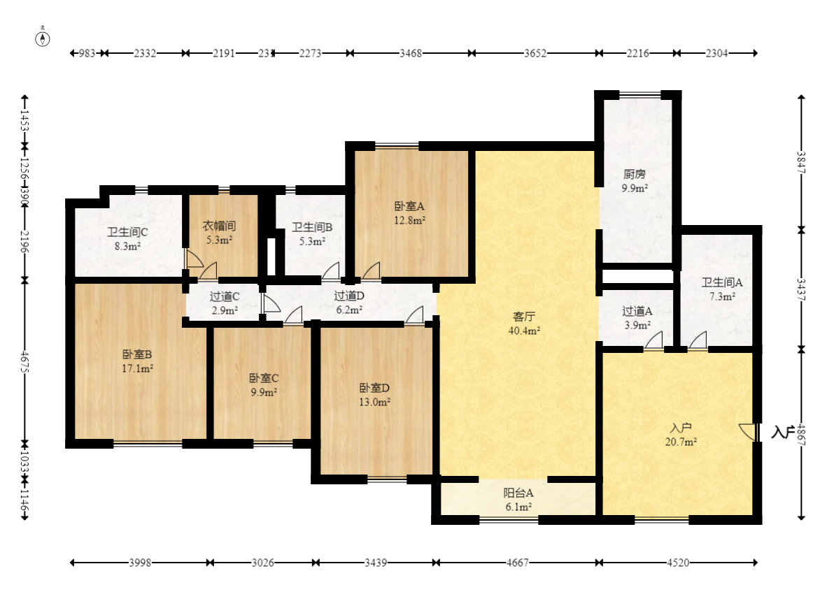 恒大城  4室2厅2卫    94.8万室内图1