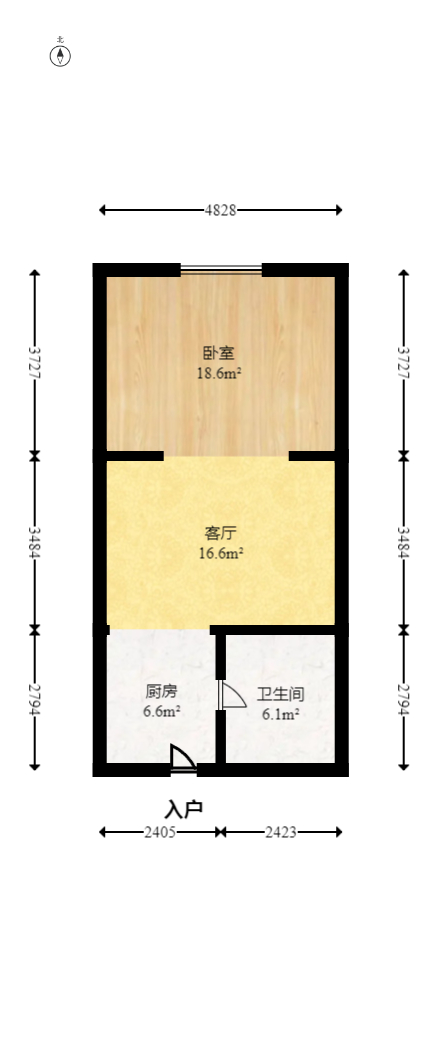 西子一间  1室1厅1卫   35.00万室内图1