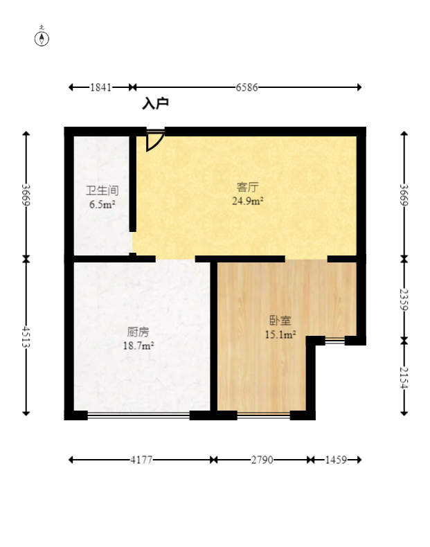 广盛华苑  2室2厅1卫   61.00万室内图1
